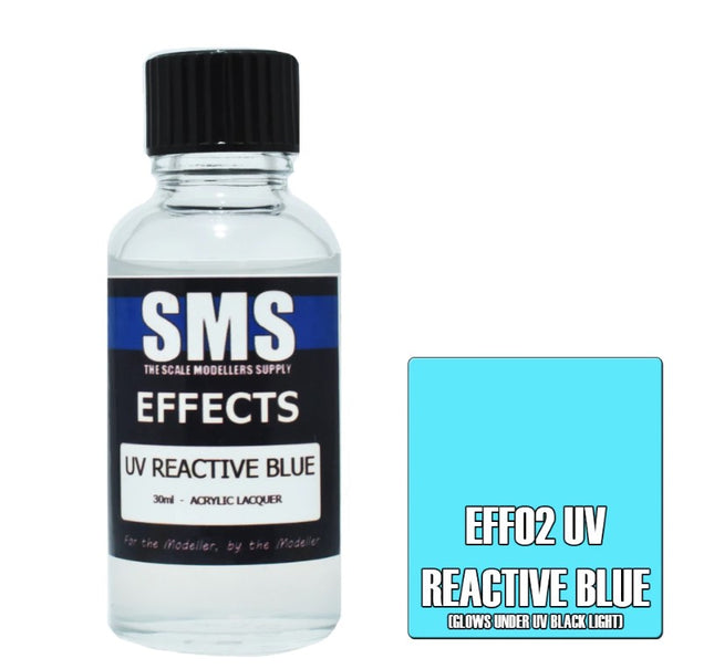 Airbrush Paint 30ml Effects Uv Reactive Blue Acrylic Lacquer Scale Modellers Supply