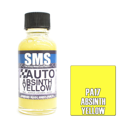 Airbrush Paint 30ml Auto Colour Absinth Yellow Scale Modellers Supply