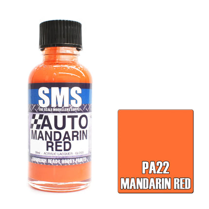 Airbrush Paint 30ml Auto Colour Mandarin Red Scale Modellers Supply