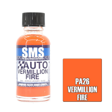 Air Brush Paint 30ml Vermillion Fire Acrylic Lacquer Scale Modellers Supply