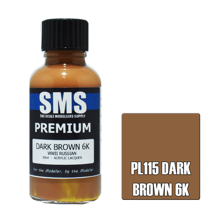 Air Brush Paint 30ml Premium Dark Brown 6K  Acrylic Lacquer Scale Modellers Supply