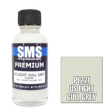 Air Brish Paint 30ml Premium Us Light Gull Grey Acrylic Lacquer Scale Modellers Supply