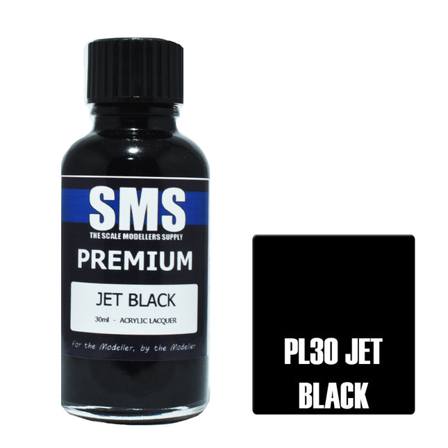 Air Brush Paint 30ml Premium Jet Black Acrylic Lacquer Scale Modellers Supply