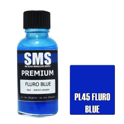 Air Brush Paint 30ml Premium Fluro Blue Acrylic Lacquer Scale Modellers Supply