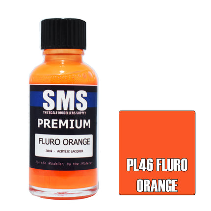 Air Brush Paint 30ml Premium Fluro Orange Acrylic Lacquer Scale Modellers Supply