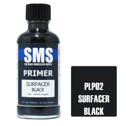 Airbrush Paint 50Ml Primer Surfacer Black Acrylic Lacquer Scale Modellers Supply