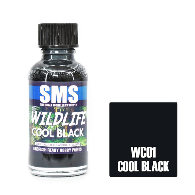 Air Brush Paint 30ml Cool Black Acrylic Lacquer Scale Modellers Supply