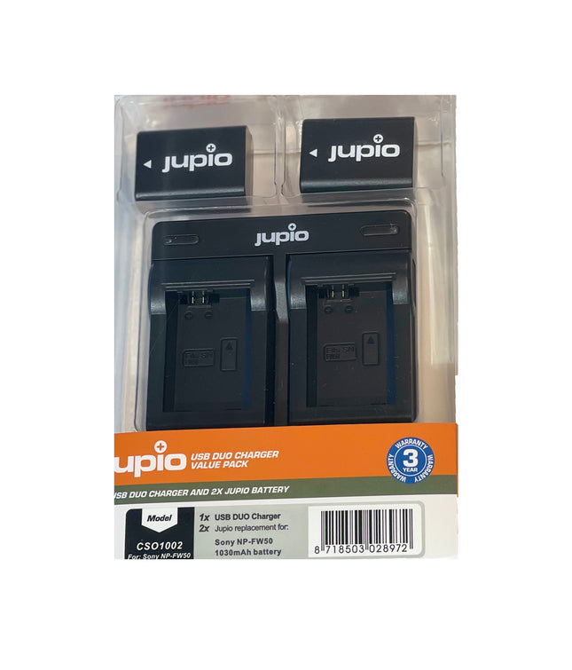 JUPIO BATTERY CHARGER KIT DUAL 2X NP-FW50 1030MAH FOR SONY DIGITAL CAMERAS - Actiontech